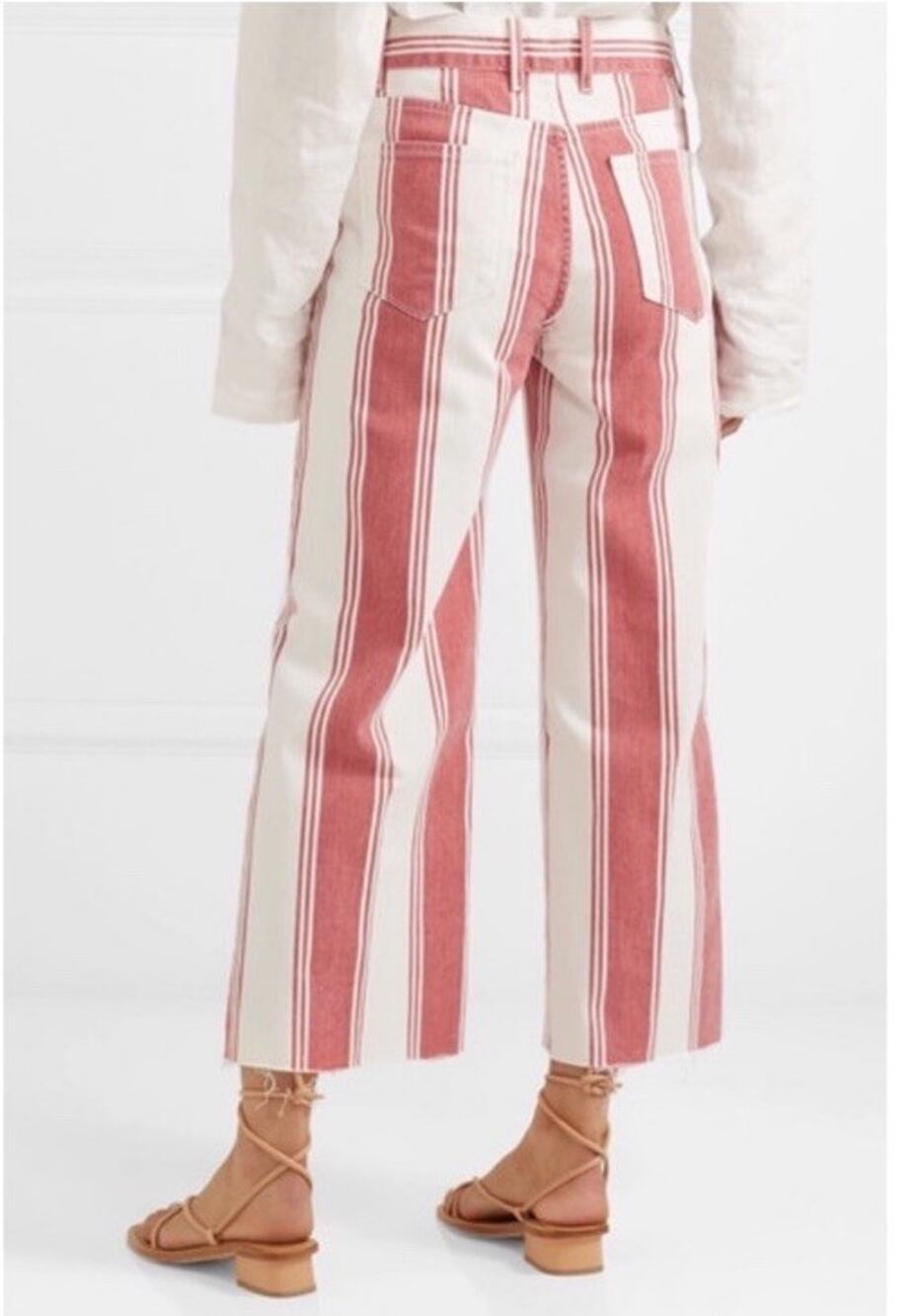 Frame Denim Le Crop Mini Boot Red White Stripe Jean Pant 70s 80s Hippie Retro 31